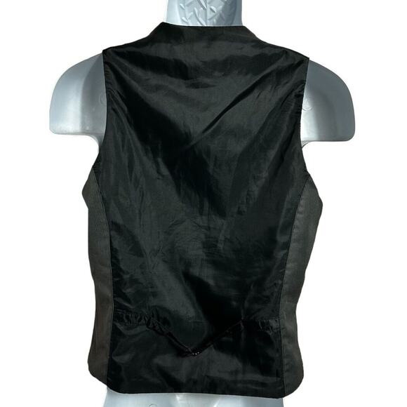 H&M Waistcoat Vest Men’s 36R Black Gray Pinstripe Pockets - Picture 3 of 4